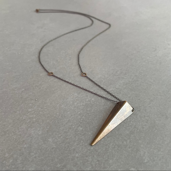 Laura Lombardi Raw Brass Dagger Triangle Necklace - Picture 3 of 12